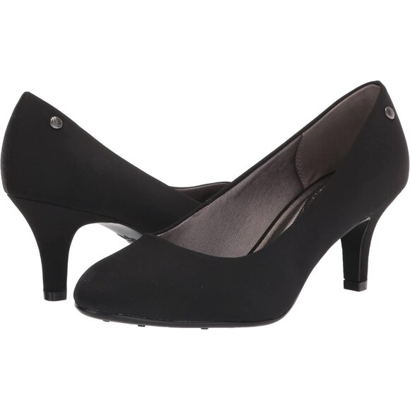 LifeStride Women Black Smooth Polyurethane Closed Pointed Toes Kitten Heel Pumps - Picture 7 of 7